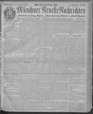 Münchner neueste Nachrichten Donnerstag 10. November 1898