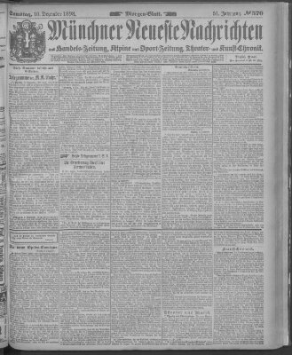 Münchner neueste Nachrichten Samstag 10. Dezember 1898