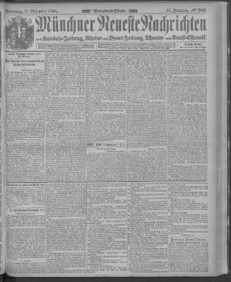 Münchner neueste Nachrichten Samstag 17. Dezember 1898