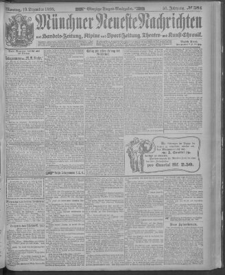 Münchner neueste Nachrichten Montag 19. Dezember 1898