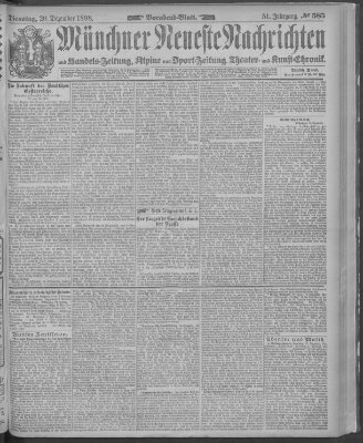 Münchner neueste Nachrichten Dienstag 20. Dezember 1898