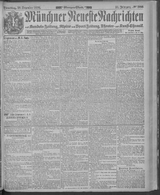 Münchner neueste Nachrichten Dienstag 20. Dezember 1898