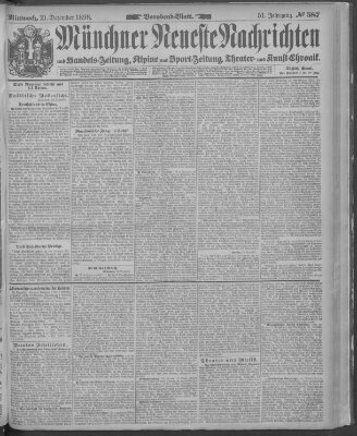 Münchner neueste Nachrichten Mittwoch 21. Dezember 1898