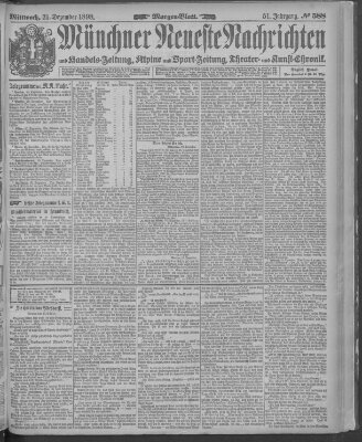 Münchner neueste Nachrichten Mittwoch 21. Dezember 1898