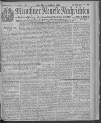 Münchner neueste Nachrichten Donnerstag 22. Dezember 1898