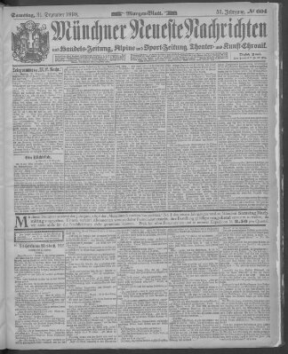 Münchner neueste Nachrichten Samstag 31. Dezember 1898