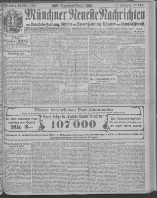 Münchner neueste Nachrichten Dienstag 15. März 1904