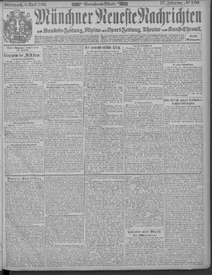 Münchner neueste Nachrichten Mittwoch 6. April 1904