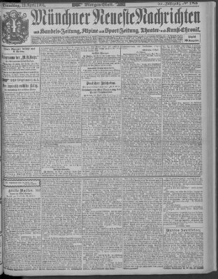 Münchner neueste Nachrichten Dienstag 19. April 1904