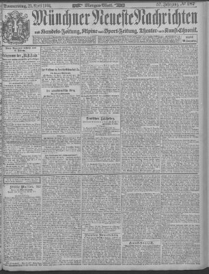 Münchner neueste Nachrichten Donnerstag 21. April 1904