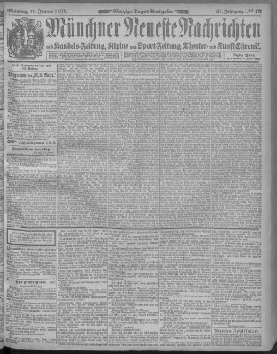 Münchner neueste Nachrichten Montag 10. Januar 1898