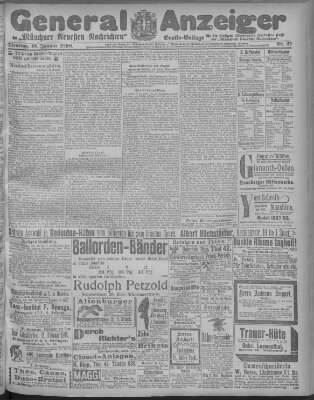 Münchner neueste Nachrichten Dienstag 18. Januar 1898