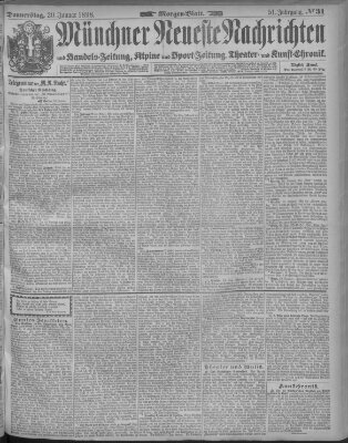 Münchner neueste Nachrichten Donnerstag 20. Januar 1898