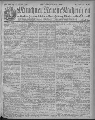 Münchner neueste Nachrichten Donnerstag 27. Januar 1898