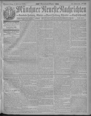 Münchner neueste Nachrichten Donnerstag 3. Februar 1898