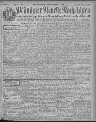 Münchner neueste Nachrichten Montag 7. Februar 1898