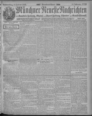 Münchner neueste Nachrichten Donnerstag 10. Februar 1898