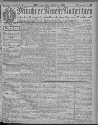 Münchner neueste Nachrichten Sonntag 13. Februar 1898