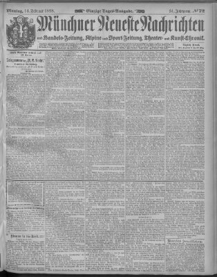 Münchner neueste Nachrichten Montag 14. Februar 1898