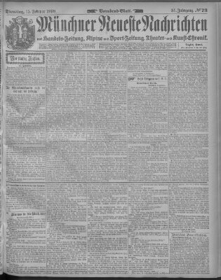 Münchner neueste Nachrichten Dienstag 15. Februar 1898