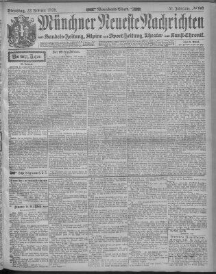 Münchner neueste Nachrichten Dienstag 22. Februar 1898