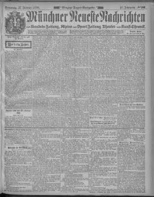 Münchner neueste Nachrichten Sonntag 27. Februar 1898