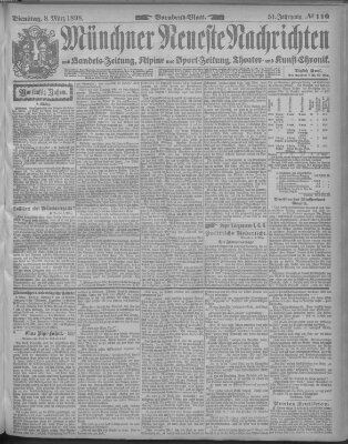 Münchner neueste Nachrichten Dienstag 8. März 1898