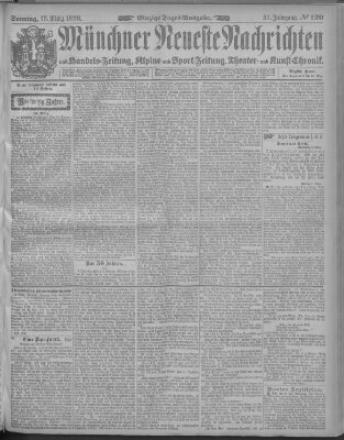 Münchner neueste Nachrichten Sonntag 13. März 1898