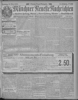 Münchner neueste Nachrichten Sonntag 20. März 1898