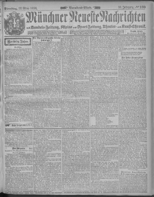 Münchner neueste Nachrichten Dienstag 22. März 1898