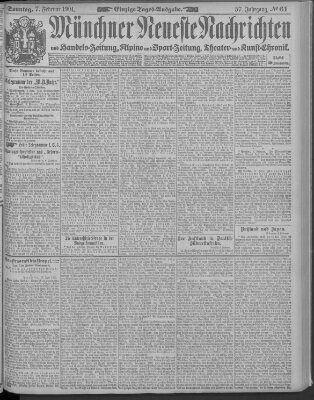 Münchner neueste Nachrichten Sonntag 7. Februar 1904