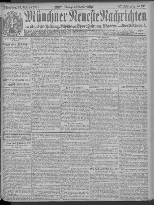 Münchner neueste Nachrichten Dienstag 16. Februar 1904