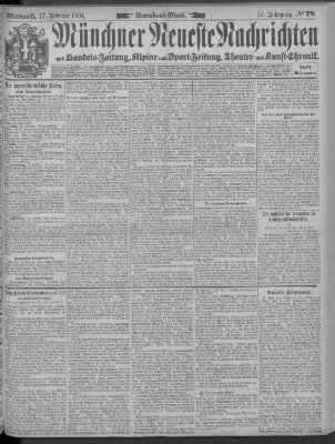 Münchner neueste Nachrichten Mittwoch 17. Februar 1904