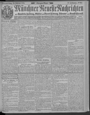 Münchner neueste Nachrichten Donnerstag 18. Februar 1904