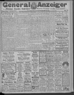 Münchner neueste Nachrichten Donnerstag 18. Februar 1904