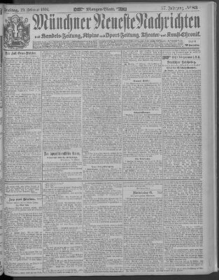 Münchner neueste Nachrichten Freitag 19. Februar 1904