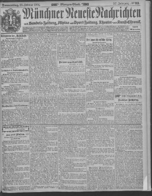 Münchner neueste Nachrichten Donnerstag 25. Februar 1904