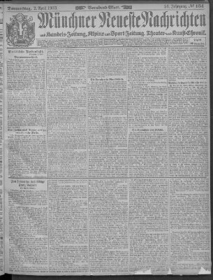 Münchner neueste Nachrichten Donnerstag 2. April 1903