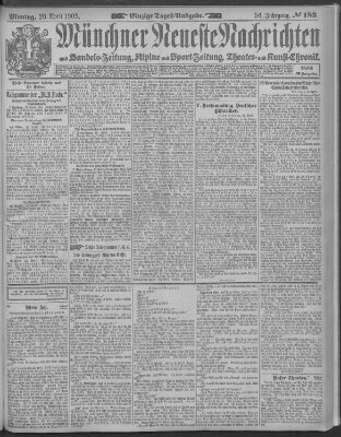 Münchner neueste Nachrichten Montag 20. April 1903