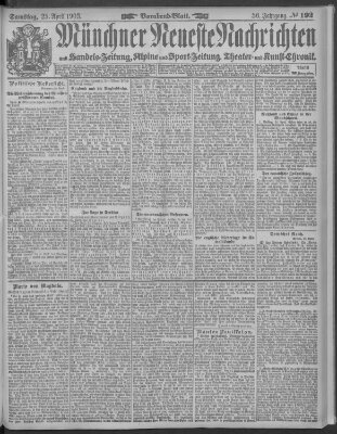 Münchner neueste Nachrichten Samstag 25. April 1903