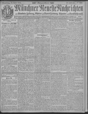 Münchner neueste Nachrichten Samstag 25. April 1903