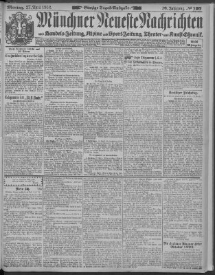 Münchner neueste Nachrichten Montag 27. April 1903