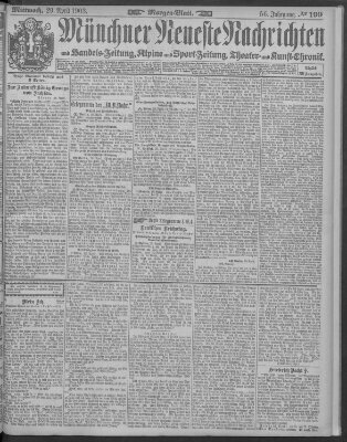 Münchner neueste Nachrichten Mittwoch 29. April 1903