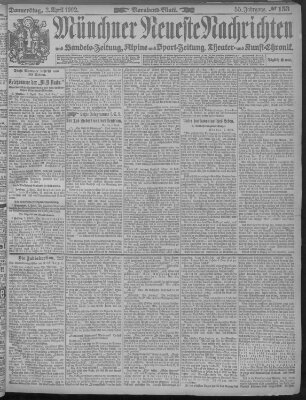 Münchner neueste Nachrichten Donnerstag 3. April 1902
