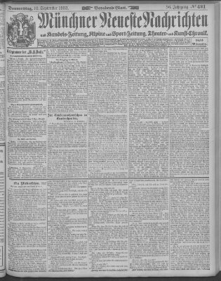 Münchner neueste Nachrichten Donnerstag 10. September 1903