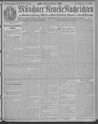 Münchner neueste Nachrichten Donnerstag 10. September 1903