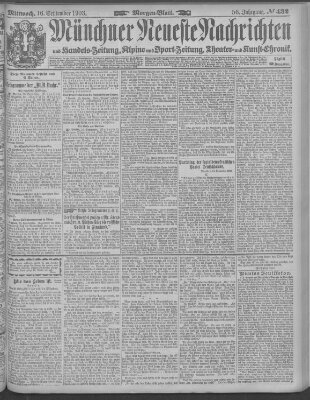 Münchner neueste Nachrichten Mittwoch 16. September 1903