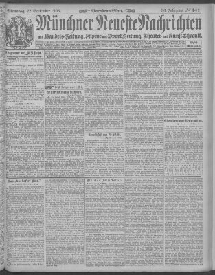 Münchner neueste Nachrichten Dienstag 22. September 1903