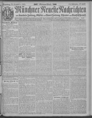 Münchner neueste Nachrichten Dienstag 22. September 1903