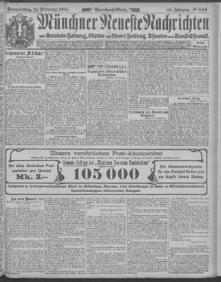 Münchner neueste Nachrichten Donnerstag 24. September 1903